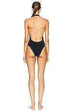 Eterne Amelia Halter One Piece Swimsuit in Black, view 3, click to view large image.
