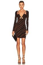 ET OCHS Aida Mini Dress in Dark Chocolate & Black Luxe Zebra, view 1, click to view large image.