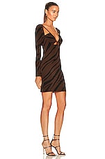ET OCHS Aida Mini Dress in Dark Chocolate & Black Luxe Zebra, view 2, click to view large image.