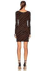 ET OCHS Aida Mini Dress in Dark Chocolate & Black Luxe Zebra, view 3, click to view large image.