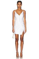ET OCHS Cleo Plunge Ruffle Mini Dress in Optic White, view 1, click to view large image.