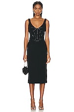 ET OCHS Valerie Corset Midi Dress in Black, view 1, click to view large image.
