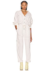 Isabel Marant Etoile Veado Denim Jumpsuit in White, view 1, click to view large image.