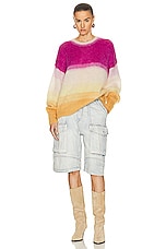 Isabel Marant Etoile Drussell Sweater in Fuschia & Yellow, view 4, click to view large image.