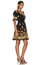 Etro Puff Sleeve Mini Dress in Nero, view 2, click to view large image.