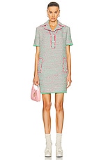 Etro Collared Shirt Dress in Green & Pink, view 1, click to view large image.