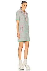 Etro Collared Shirt Dress in Green & Pink, view 2, click to view large image.