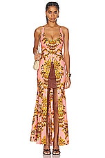 Etro Button Down Maxi Dress in Print On Pink Base, view 1, click to view large image.
