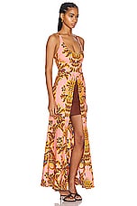 Etro Button Down Maxi Dress in Print On Pink Base, view 3, click to view large image.