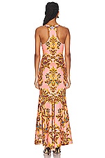 Etro Button Down Maxi Dress in Print On Pink Base, view 4, click to view large image.
