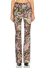 Etro Printed Flare Leg in Black Multi, view 1, click to view large image.