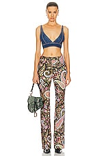 Etro Printed Flare Leg in Black Multi, view 4, click to view large image.