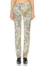 Etro Printed Straight Leg in Ivory & Multi, view 1, click to view large image.