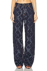 Etro Printed Straight Leg in Indigo, view 1, click to view large image.