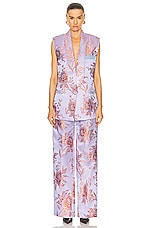 Etro Floral Vest in Purple & Peach, view 4, click to view large image.