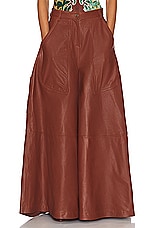 Etro Leather Trouser in Brown, view 1, click to view large image.