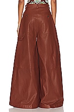 Etro Leather Trouser in Brown, view 3, click to view large image.