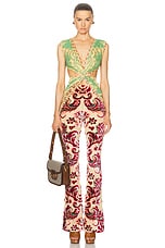 Etro Flare Trouser in Multicolour On Yellow Base, view 4, click to view large image.