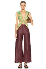 Etro Leather Wide Leg Pant in Plum, view 4, click to view large image.