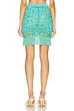 Etro Embroidered Fringe Skirt in Azzurro, view 3, click to view large image.