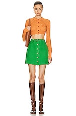 Etro Button Up Skirt in Verde, view 4, click to view large image.