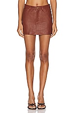 Etro Leather Mini Skirt in Brown, view 1, click to view large image.