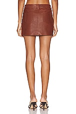 Etro Leather Mini Skirt in Brown, view 3, click to view large image.