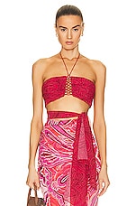 Etro Draped Sleeveless Top in Rosso, view 1, click to view large image.