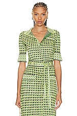 Etro Printed Polo Top in Green, view 1, click to view large image.
