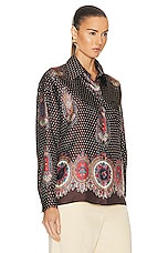 Etro Silk Button Down Blouse in Marrone, view 2, click to view large image.