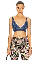 Etro Bra Top in Denim, view 1, click to view large image.