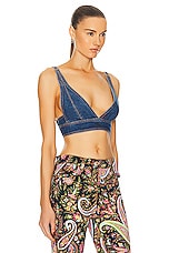 Etro Bra Top in Denim, view 2, click to view large image.
