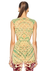 Etro Criss Cross Top in Print On Green Base, view 3, click to view large image.