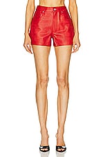 EZR Leather Short in Samba Red, view 1, click to view large image.