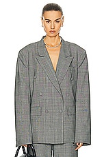 EZR Boxy Blazer in Grey Plaid, view 1, click to view large image.