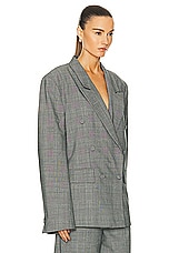 EZR Boxy Blazer in Grey Plaid, view 2, click to view large image.
