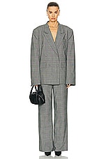EZR Boxy Blazer in Grey Plaid, view 4, click to view large image.