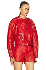 EZR Biker Jacket in Samba Red, view 2, click to view large image.