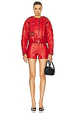 EZR Biker Jacket in Samba Red, view 4, click to view large image.
