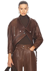 EZR Biker Jacket in Brown, view 2, click to view large image.