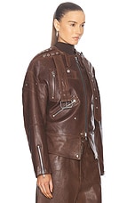 EZR Biker Jacket in Brown, view 3, click to view large image.