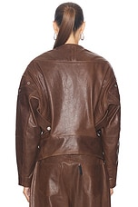 EZR Biker Jacket in Brown, view 4, click to view large image.