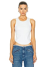 EZR Ribbed Leather Effect Tank Top in White, view 1, click to view large image.