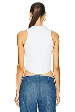 EZR Ribbed Leather Effect Tank Top in White, view 3, click to view large image.