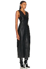FRAME Leather Midi Vest Dress in Black, view 2, click to view large image.