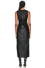 FRAME Leather Midi Vest Dress in Black, view 3, click to view large image.