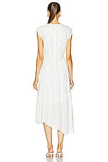 FRAME Gathered Seam Lace Inset Dress in White, view 4, click to view large image.