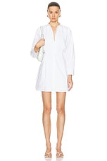 FRAME Pleated Shirt Dress in White, view 1, click to view large image.