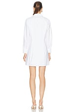 FRAME Pleated Shirt Dress in White, view 3, click to view large image.