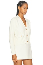 FRAME Double Pocket Cropped Cardi in Cream, view 2, click to view large image.